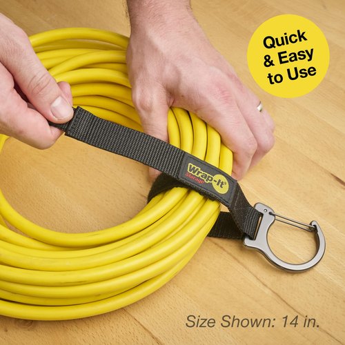 Wrap-It Storage Quick Clips - 10" (3-Pack) Black - Cord Straps with Clips for Hanging to Organize Garage Accessories and Hose Storage