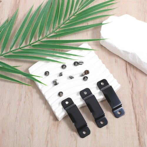Metal Tapes Measures Holders, 6Pcs Tape Measure Holder Clips, Measuring Tape Holder, Belt Clip with 12 Rivet Measure Hanging Tapeholder with Fitting Screws for Leather Tool Pocket Pouch Easy to Carry