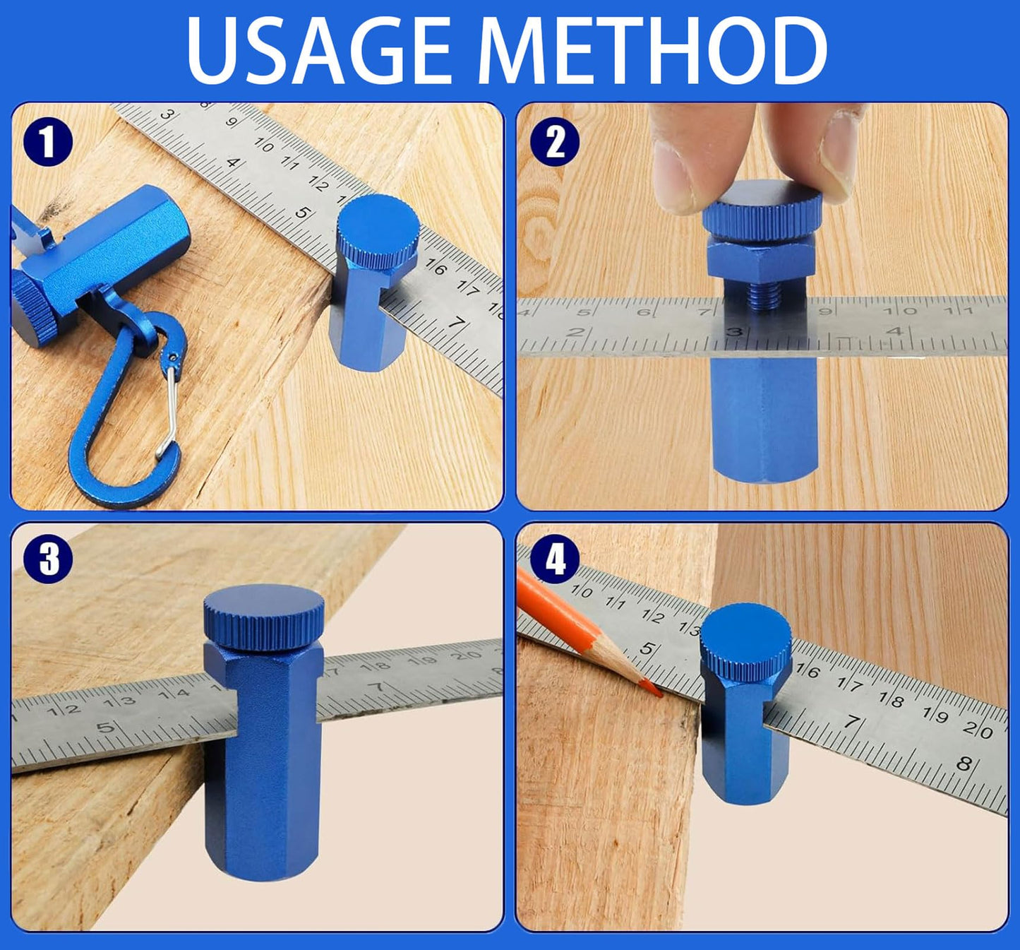 Tall Stair Gauges for Framing Square – 2 Sets (Blue)