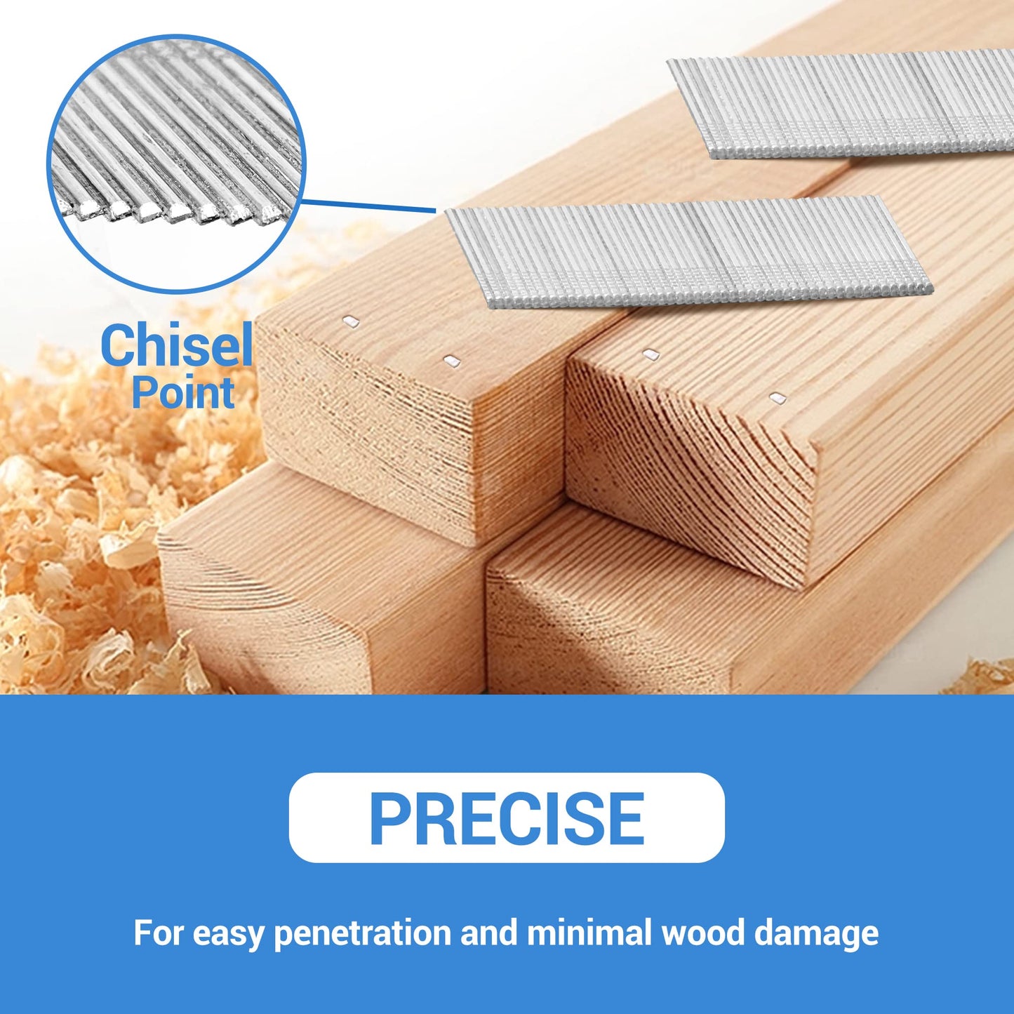 meite 16 Gauge 20 Degree Angled Finish Nails 1-1/2 Inch Galvanized Rust-Proof Finishing Nails for Electric or Pneumatic Finish Nailer - Cabinet Crown Baseboard Trim & Molding (2,000 PCS)