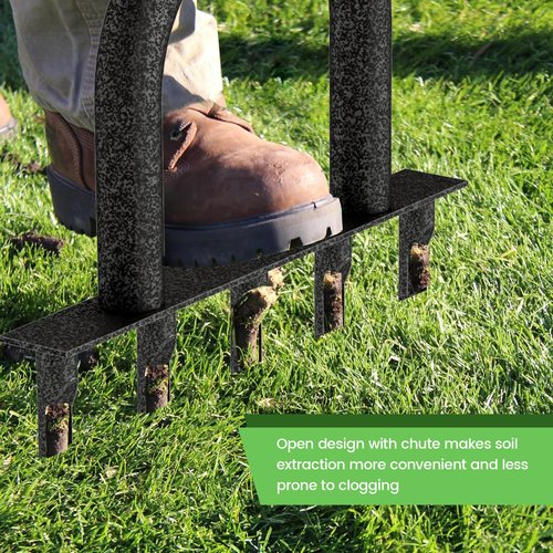 OZMSHF Lawn Coring Aerator, Steel 5 Core Plug Aerator Lawn Tool with Soft Rubber Grip, Manual Grass Aerator Tool, Garden Tool & Cleaning Hand Tool for Loosening Soil and Improving Lawn Health