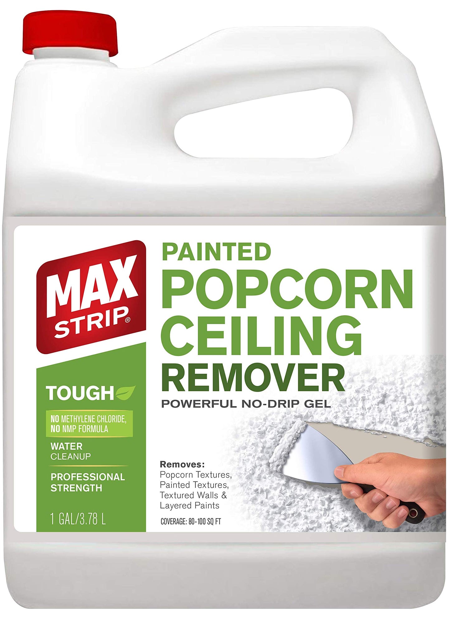 Max Strip Professional Strength Painted Popcorn Ceiling Remover - 1 Gallon - No Methylene Chloride No NMP Powerful No Drip Gel Formula