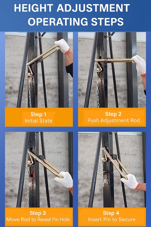 Adjustable Gantry Crane - 1 Ton (2500Lbs) Capacity Portable Hoist Frame, Shop Crane Hoist, Trolley, Sling, Shackles, Hooks and Festoon System, Lifting Gantry for Factories, Warehouses, Garage (1 Ton)