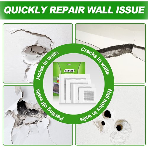 FixBuild Drywall Repair Kit, 13 Piece Aluminum Wall Repair Patch Kit, 2/4/6/8 inch Aluminum Drywall Patch, Quick Fix Plaster