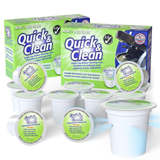 Quick & Clean [12-Pack] Keurig Cleaning Pods - K Cup Cleaner Pod For Keurig - 2.0 Coffee Machine Compatible, Removes Stains, Non-Toxic and Eco-Friendly