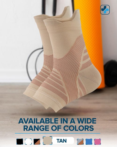 Doctor's Select Copper Ankle Compression Sleeve - Toeless Compression Socks, Copper Ankle Brace for Women, Ankle Support for Men, Compression Socks for Plantar Fasciitis, Beige