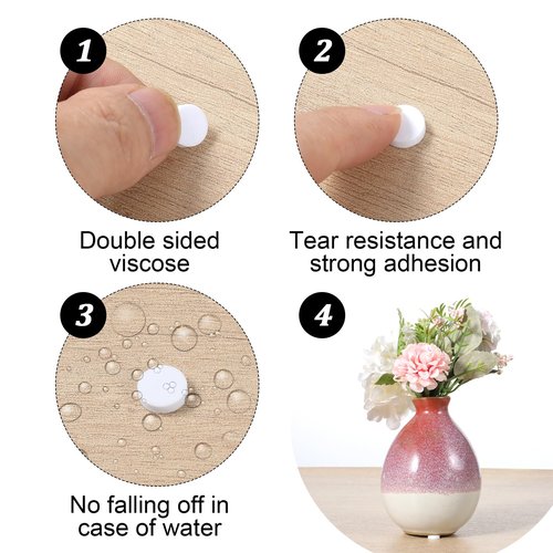 TIESOME 360pcs Furnigear Felt Pads, 0.3 in White Round Furniture Protectors Cabinet Drawer Doors Bumpers Self Adhesive Thick Bumper to Protect Surfaces for Drawers