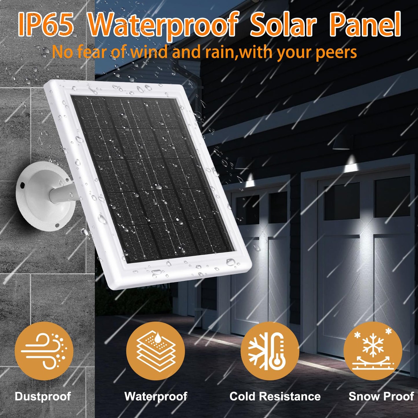 Ring Doorbell Solar Charger,12VAC Compatible with Ring Video Doorbell 3/3+/4, Battery Video Doorbell Pro, 16.4ft Waterproof Charging Cable, 360°Adjustable Mount -Update