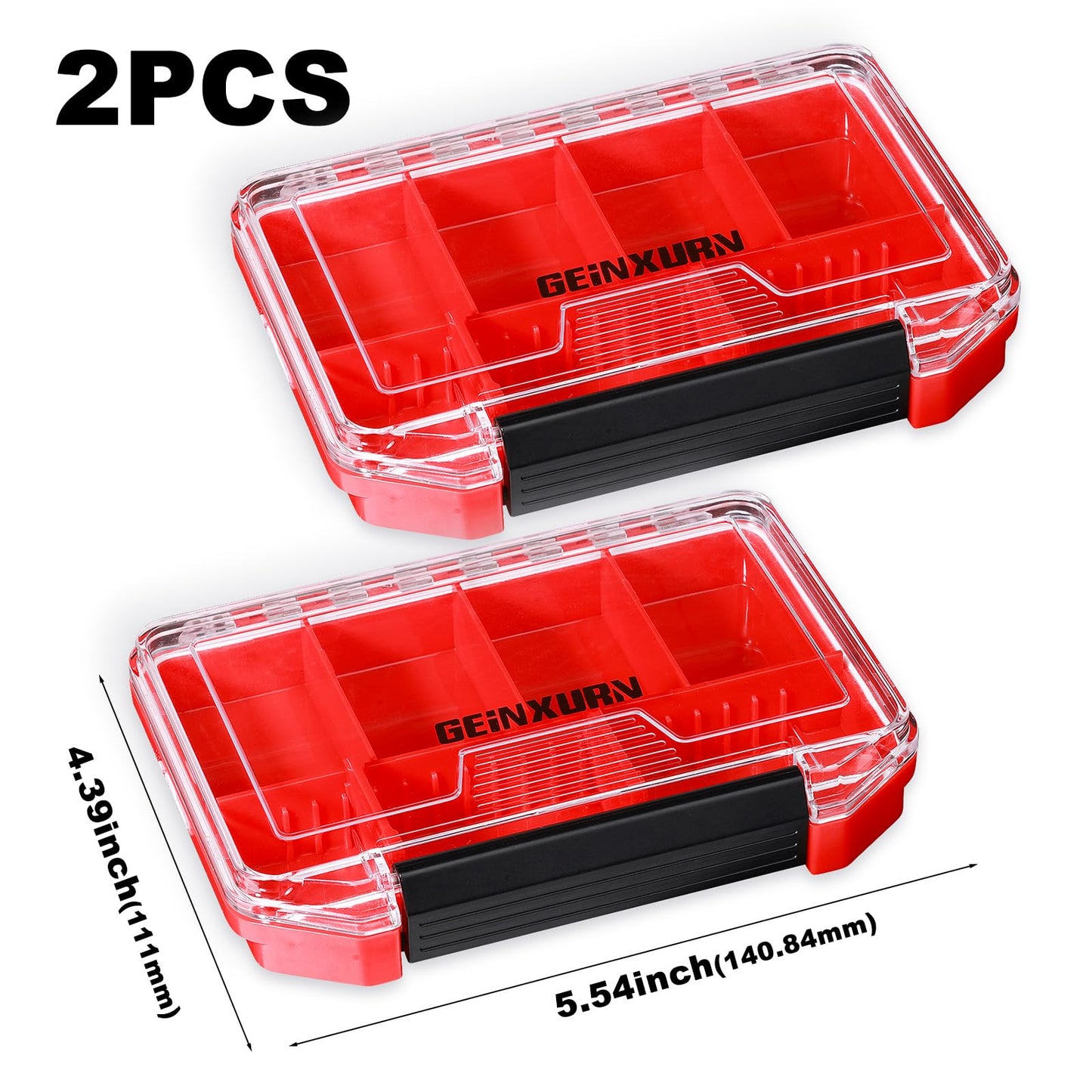 Geinxurn IPX4 Waterproof Small Storage Parts Organizer, Small Parts Case with Removable Dividers, Screwdriver Bit Set Box(2 Boxes)
