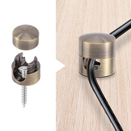 3pcs Cable Anchors for Desk, Phone Charger Cord Holders Metal Adhesive Cable Management Clips Aluminum Wire Organizer for Office Home Desktop Wall Nightstand (Bronze)