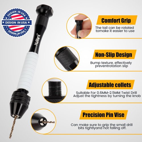 Mulwark Precision Pin Vise Hand Drill Set 25 Pcs - Premium Manual Small Hand Drill with HSS Micro Twist Bits for Jewelry, Wood, Plastic, and More - Mini Hand Drill for Crafts