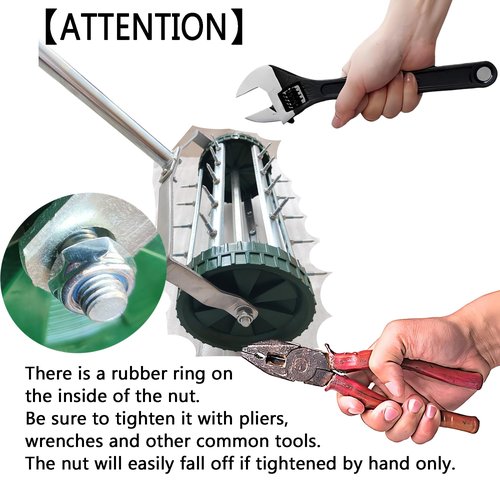 VireoNest 16'' Rolling Lawn Aerator,Heavy Duty Garden Aerator Roller Push Tine Soil Gardening Tool for Grass Maintenance,Soil Care Spike Aerator Roller with 56'' Handle