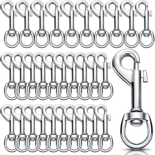 Therwen Swivel Snap Hooks - 2.76 Inch Flag Hooks, Multipurpose Bolt Snap for Keychain, Camera Strap, Pet Leash (30)