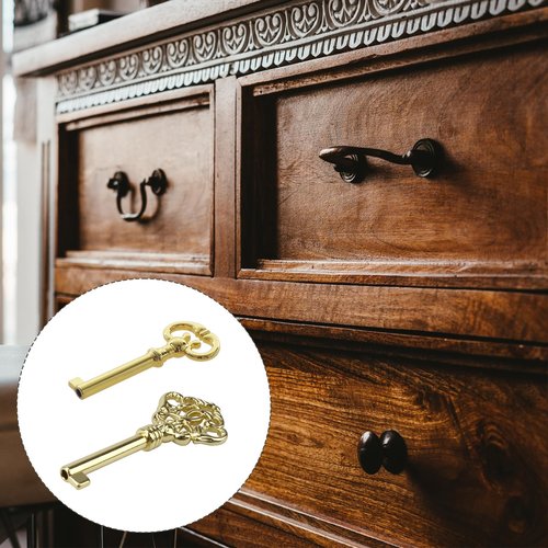 VIDABTE KYF2 KY7-2 Grandfather Clock Door Key,Solid Brass Skeleton Key for Ridgeway, Sligh, Emporer, Pearl, Seth Thomas, Grandfather Clock Doors, Cabinet Doors, Dresser Drawers, Desk