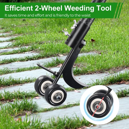 ETICSIPA Crack Weeder Tool with Wheels 5.5FT Metal Crevice Weeding Tool with Adjustable Long Handle Saves Back & Knee Manual Weed Remover for Paver Deck Patio Driveway Sidewalk Garden