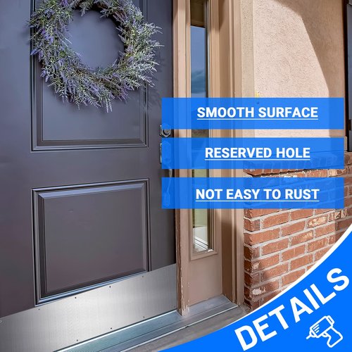 Therwen 10 Sets 8 x 36 Inches Silver Door Kick Plate for Exterior Doors, Satin Aluminum Kick Plates with Screws for Wood Metal Interior/Exterior Anti Scratch Door Protection