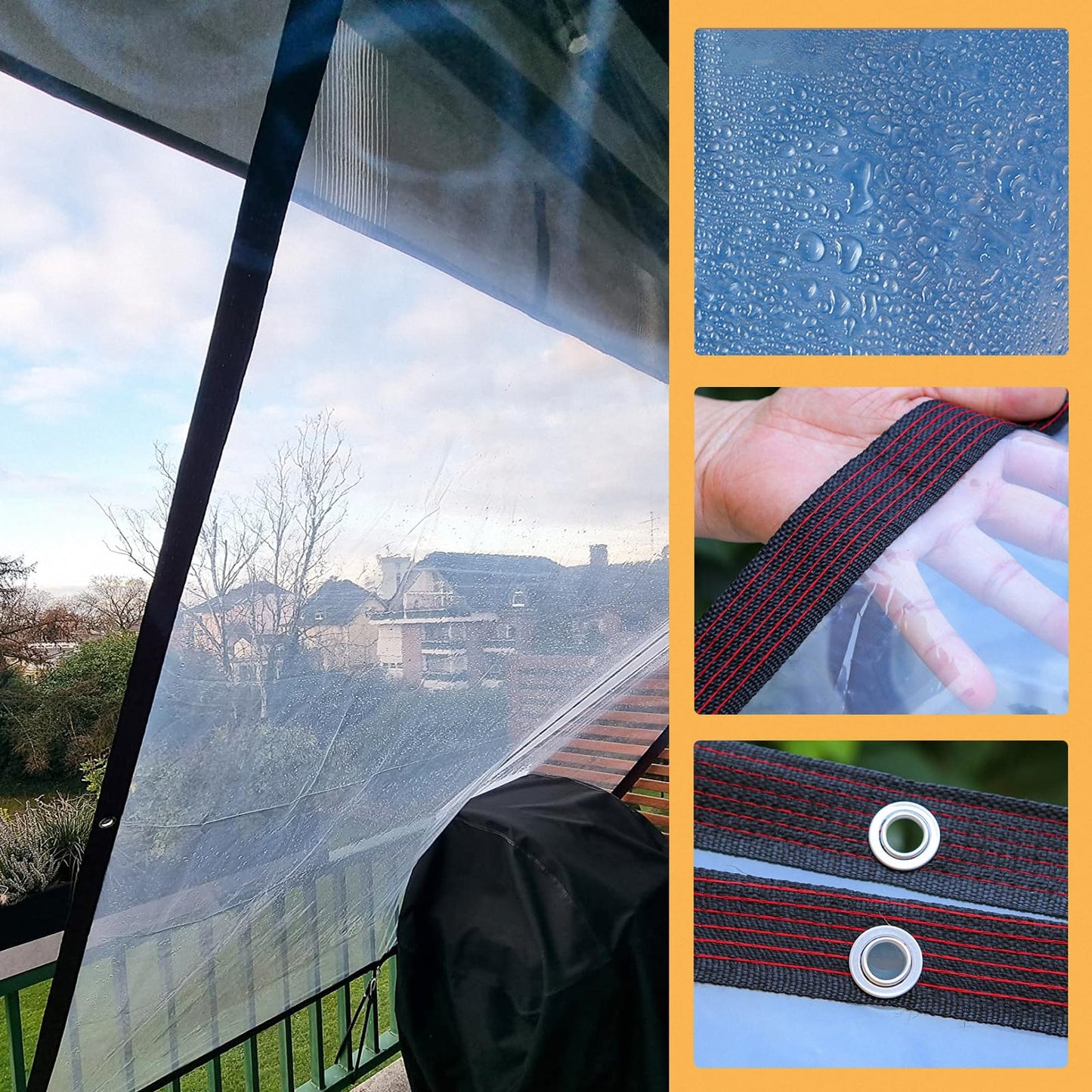 Curfakul Clear Plastic Tarp 4x8FT - Tarps Heavy Duty Waterproof Transparent Vinyl Small Tarps for Winterizing Windows and Winter Protection