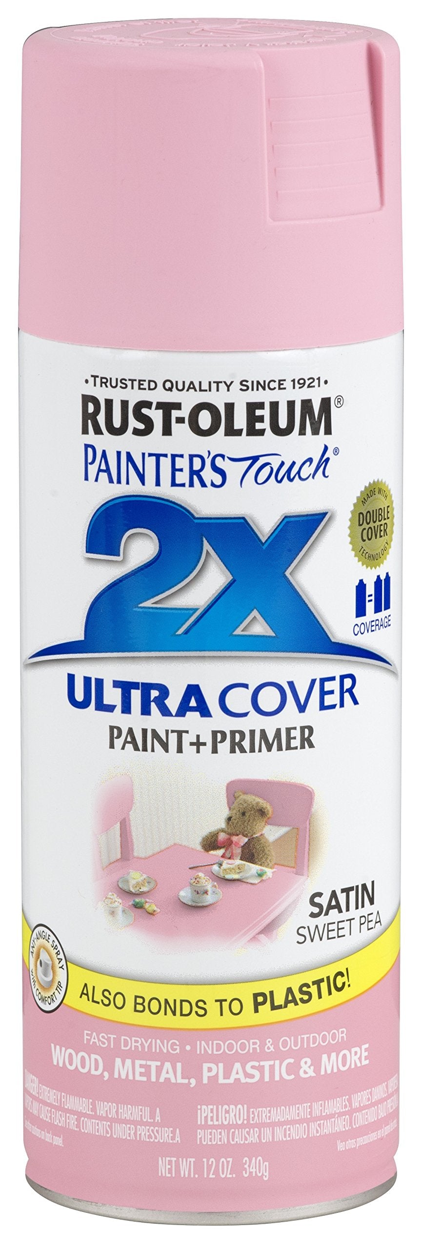 Rust-Oleum 249063 Painter's Touch 2X Ultra Cover Spray Paint, 12 oz, Satin Sweet Pea