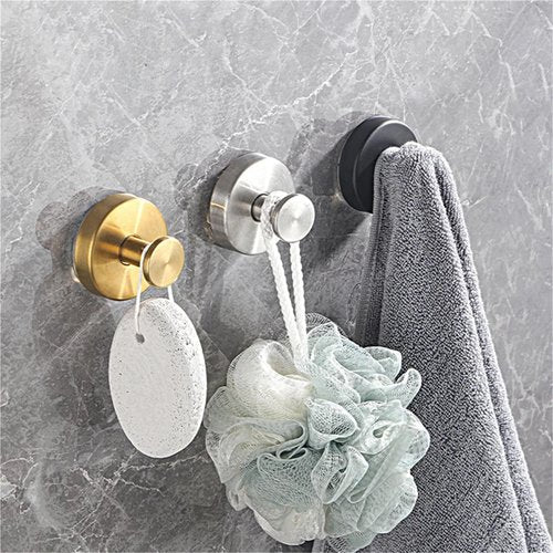 LELYMALL Reusable Suction Cup Hooks Vacuum Suction Cup Hooks Stainless Steel Shower Bathroom Holders Hanging Towels Set of 2(Gold)