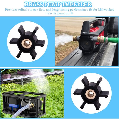 Brass Copper Core Impeller and O-Ring Kit Fit for Milwaukee M18 Transfer Pumps Replaces 49-16-2771 Water Pump Transfer Pump Replacement Parts Durable Efficient Operation Easy Installation Black