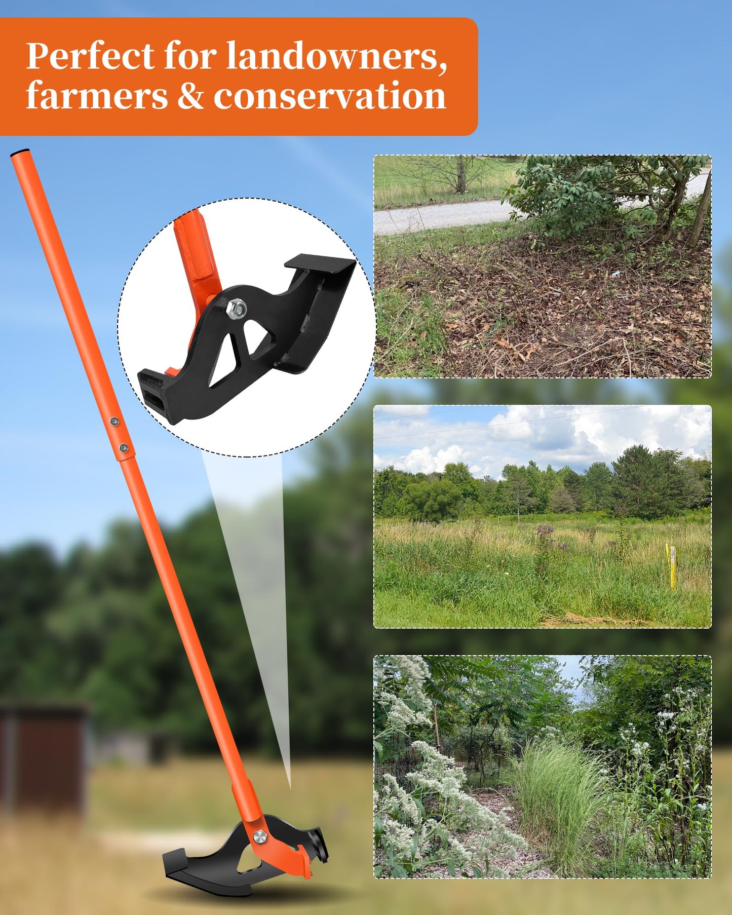 CGENWDCH Large Size Sapling Puller, Heavy-Duty High-Leverage Tree Puller Tool, Fully Uproots Woody Stems ¼ inch - 2 inches, Suitable for Trees, Shrubs, Vines and Thorns with Large Root Systems