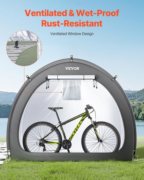 VEVOR Bike Tent, 4 to 5 Bikes, Outdoor Spacious Bike Storage Tent with Ventilated Window, Waterproof Fan-Shaped Bike Tent with High Strength Fiberglass & Double Door, Fit for Bicycle