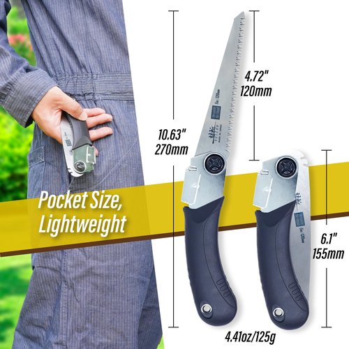 SUIZAN Japanese Folding Saw 4.7" Versatile for Wood - Pocket Handsaw Pruningsaw Garden Woodworking DIY Tools