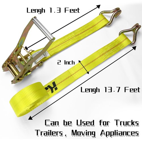 KJE 10 Pack Ratchet Straps Heavy Duty, 2" x 27' Ratchet Strap 10,000 Lbs Max Break Strength, Tie Down Ratcheting with J-Hook, Cargo Straps for Truck, Trailer, Moving Appliances