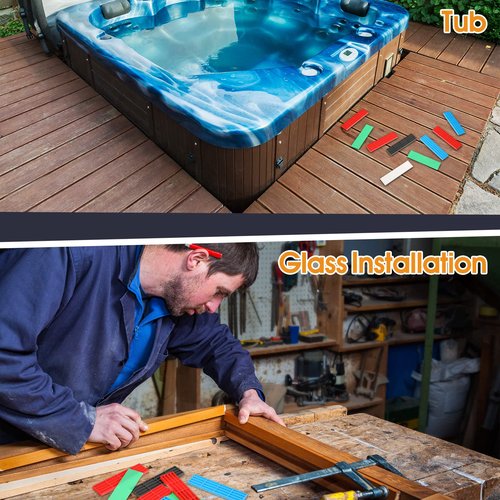300 Pieces Plastic Flat Shims Structural Tile Plastic Shims for Leveling, 3/64, 5/64, 1/8, 5/32, 13/64, 15/64 Inch, Green, Black, White, Grey, Blue, Red