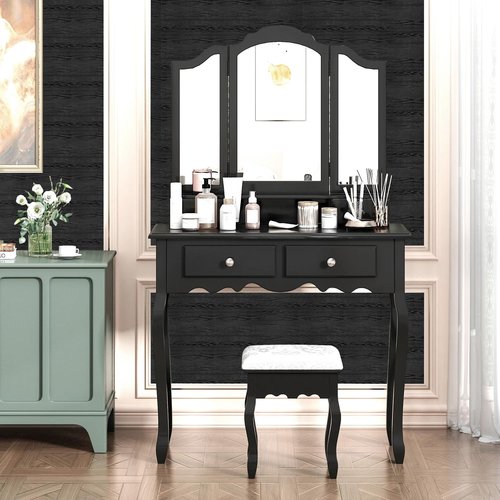 Black Wood Contact Paper Peel and Stick Wallpaper 15.7"x 118.1" Vinyl Wood Grain Wall Paper Thicken Textured Self Adhesive Removable for Furniture Wall CounterTop Peel and Stick Waterproof