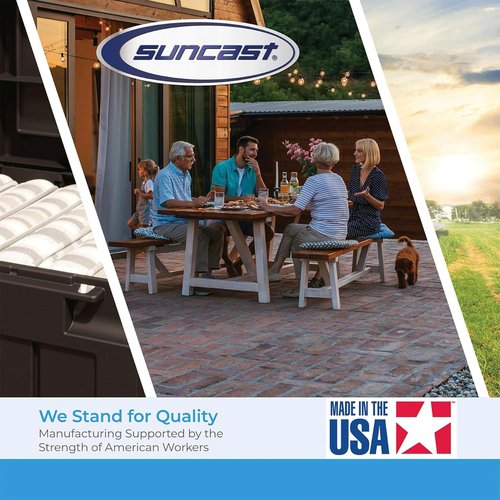 Suncast Glidetop Horizontal Outdoor Storage Shed with Pad-Lockable Sliding Lid and Doors, All-Weather Shed for Yard Storage, 57.5" W x 79.75" D x 52" H, Made in The USA