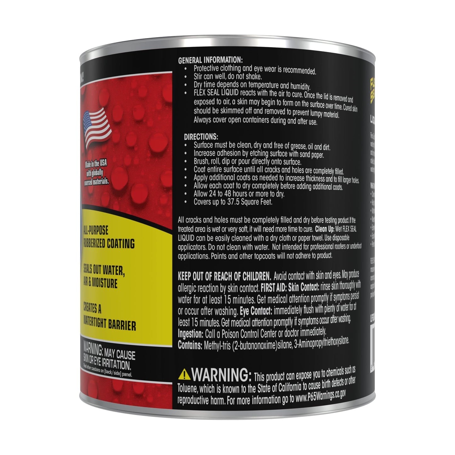 Flex Seal Liquid, Rubber Coating Sealant, Waterproof, Flexible, Breathable, and UV Resistant, Roof Repair, Basements, RV, Campers, Trailers, Marine, EPDM, Masonry, Black, 32 oz