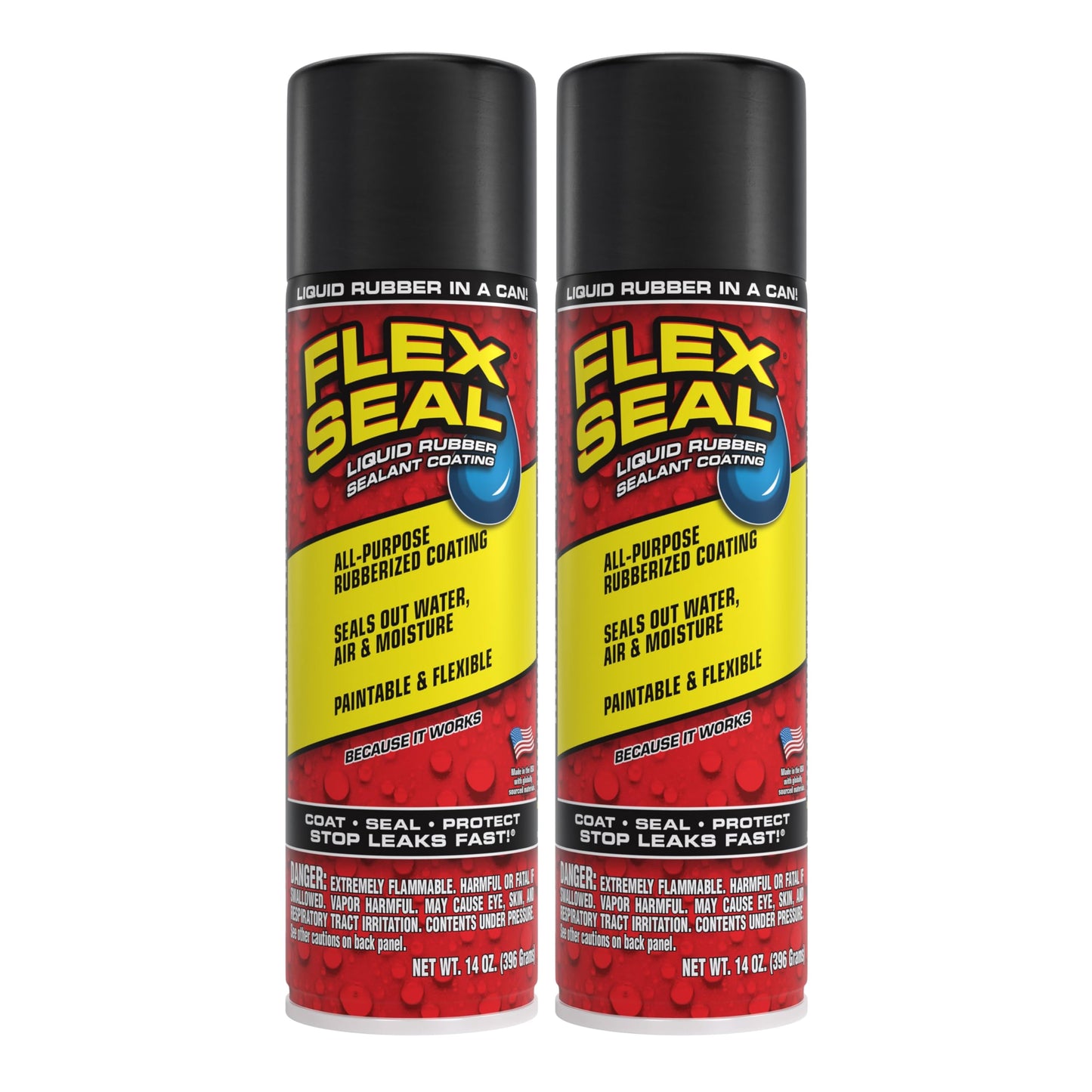 Flex Seal MAX, 17 oz, 2-Pack, Black, Stop Leaks Instantly, Waterproof Rubber Spray On Sealant Coating, Perfect for Gutters, Wood, RV, Campers, Roof Repair, Skylights, Windows, and More