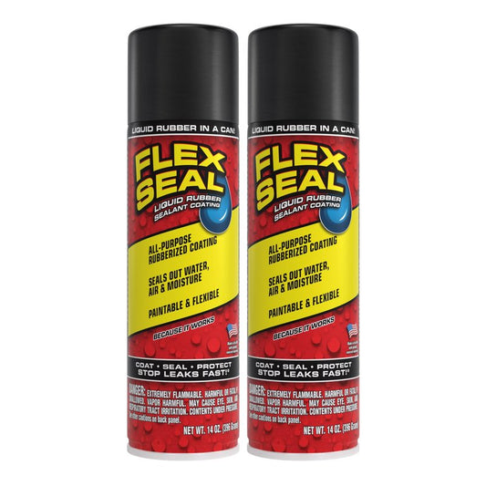 Flex Seal MAX, 17 oz, 2-Pack, Black, Stop Leaks Instantly, Waterproof Rubber Spray On Sealant Coating, Perfect for Gutters, Wood, RV, Campers, Roof Repair, Skylights, Windows, and More