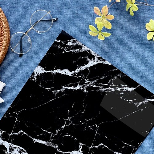 Haimin Wall Panels Peel and Stick 10 Pieces 23.6x11.8in (19.4 Sq. Ft. Coverage) Lightweight Backsplash Marble Look Tile (not Real Marble) Ideal for Kitchen Bathrooms Living Rooms Bedrooms (Black-JGH)