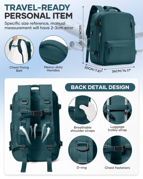 Vacuum Storage Travel Backpack with Air Pump Carry on Flight Approved Compression Vacpack Waterproof Airback with Vacuum System Airplane Travel Essentials Daypack Laptop Space Saver Bags PeacockBlue
