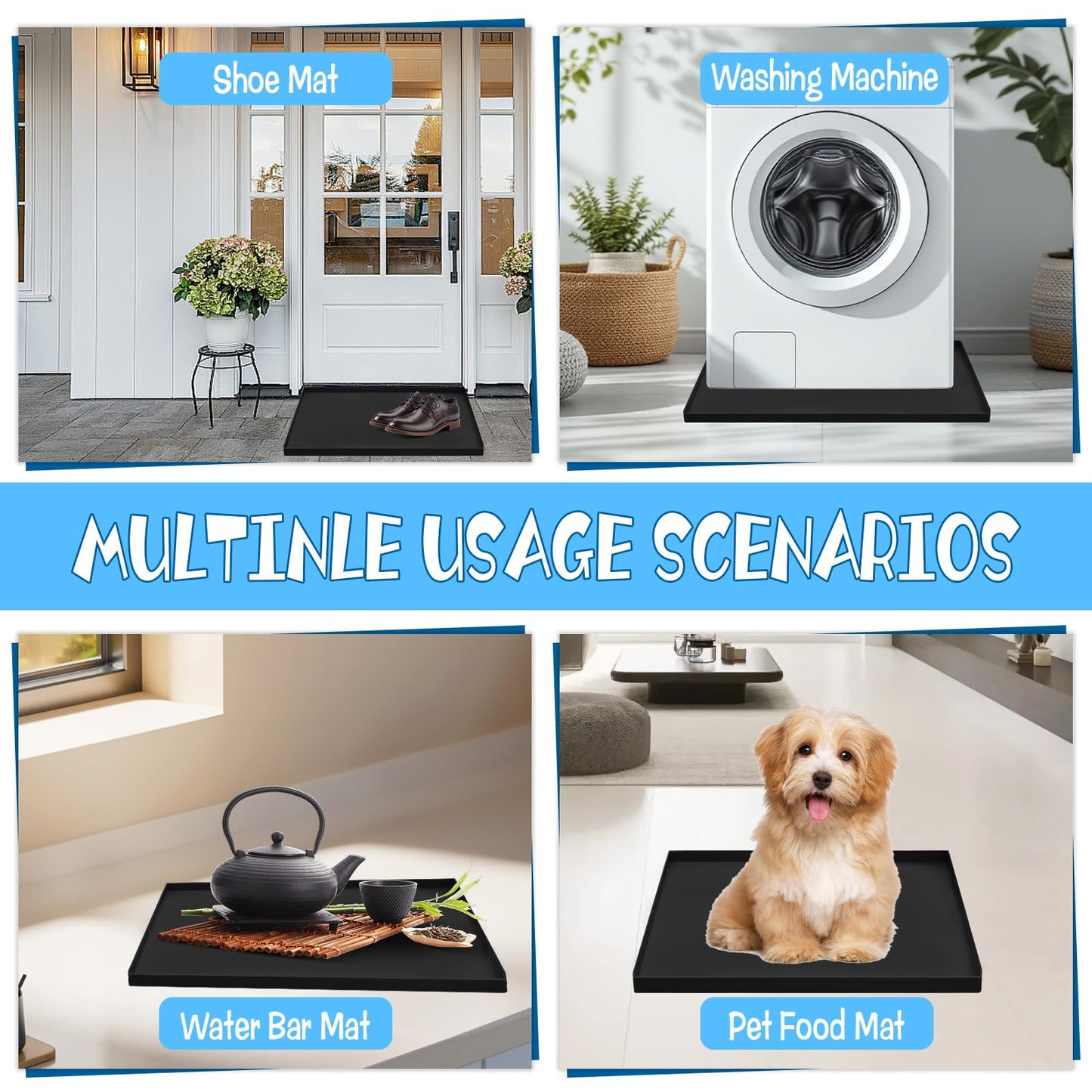 CIEOVO Dehumidifie Drain Pan Silicone Mat, Non-Slip Leak De humidifier Tray Soft Bottom Pad Portable Dehumidifier Silicone Mat with Raised Edge Drip Mat for Floor Protector 23.62"X19.68"