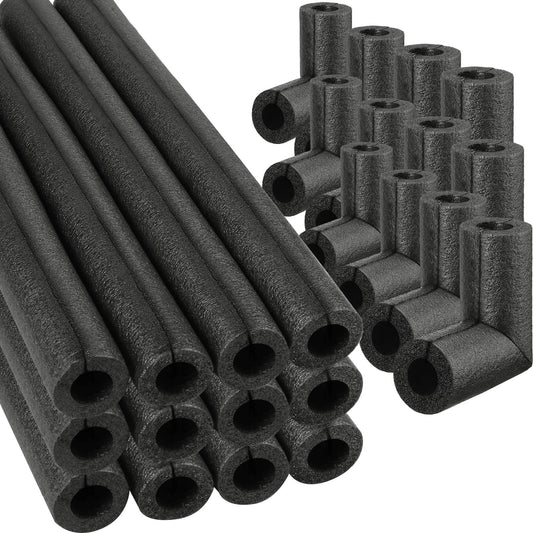 8 Pack Elbow Pipe Insulation Foam Tube Outdoor Wrap Black Pipe Covers Elbow Insulation Tubing Water Foam Covers for Outdoor Winter Irrigation, Sprinkler (1/2 Inch)