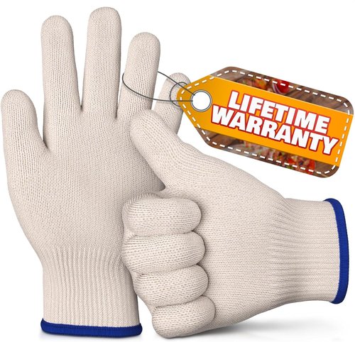 Heat Resistant Gloves for Cooking & Grilling – Aramid Oven Mitts Gloves with Fingers, Thick Knit Design, Withstands Up to 932°F – Ensures Hand Protection and Secure Grip for Baking, Fryer, and BBQ