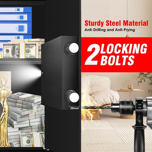 3.0 Cub Large Safes for Home Use Fire and Water Proof, Anti-Theft Digital Security Safe Box with Electronic Keypad and Key, Fire Proof Safe for Home Documents Firearm Medicine Money Valuables