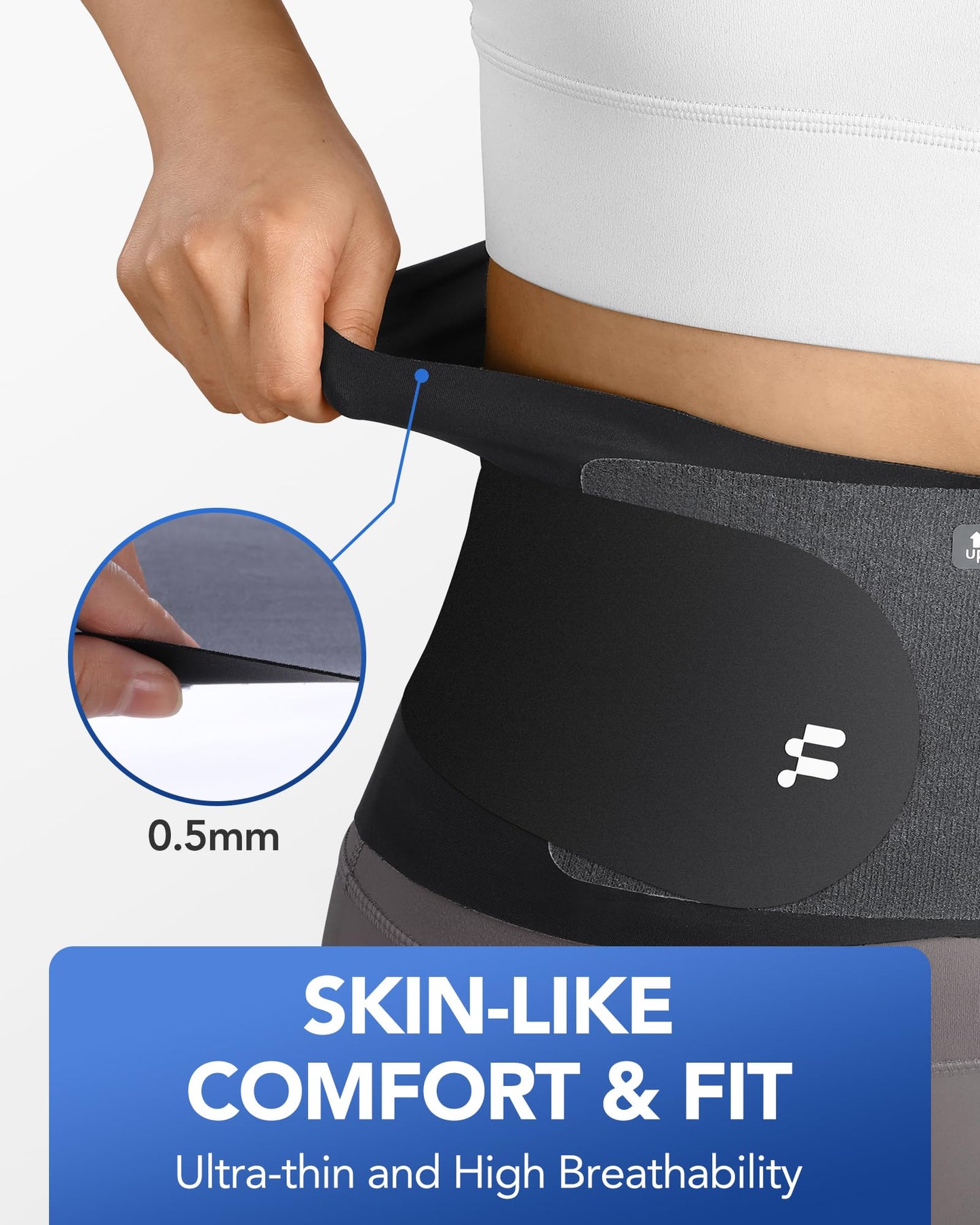 Fitomo 0.5mm Ultra Thin Back Brace for Women Men, 3D Lumbar Pad, Seamless Yoga Fabric, Lightweight Back Brace for Lower Back Pain Relief, Sciatica, Posture, Lifting, Wearg Under Clothes, Black, S