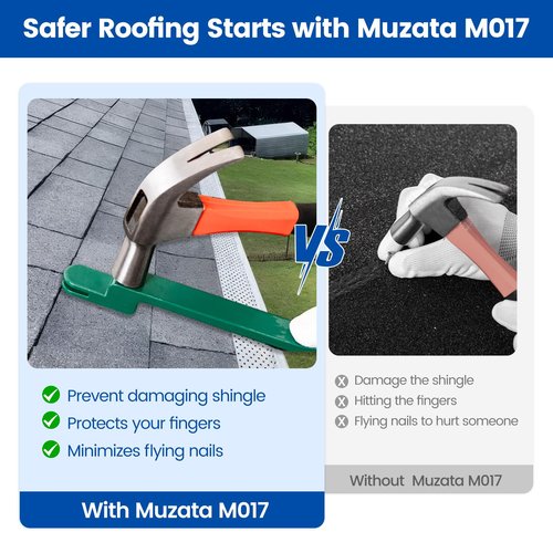 Muzata Roof Shingles Removal Tool Roofing Snake Tools Pry Bar Shingle Nail Installer Heavy Duty Nail Remover Puller for Safe Replacement Panel Installation M017