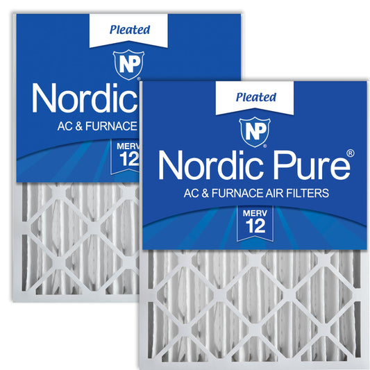 Nordic Pure 16x25x4 (15_1/2 x 24_1/2 x 3_5/8) Pleated MERV 12 Air Filters 2 Pack