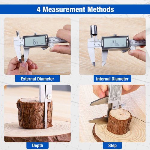 Raynesys Digital Caliper 12 Inch with Large LCD Screen, Inch/MM/Fraction Conversion, 300mm Micrometer Caliper All Stainless Steel Diameter Measuring Tool for Jewelers/Woodworkers/DIY