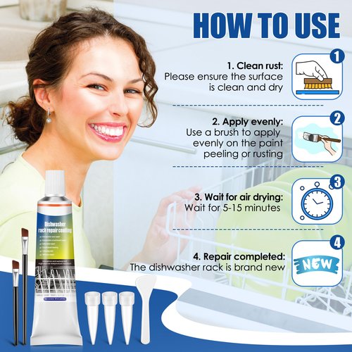 Avenuebool 1.7oz Dishwasher Rack Repair Coating, White Dishwasher Vinyl Rack Rust Touch Up Paint Kit, Insulation and waterproof, high and low temperature resistant