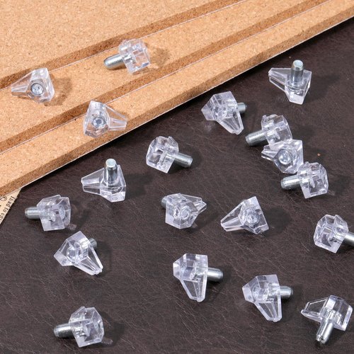 20 PCS 5mm Shelf Pegs, Shelf Support Pegs Clear Plastic Cabinet Shelves Peg Support Holders Pins Replacement Peg Steel Pins for Cabinets Bookcase Shelves Cupboard