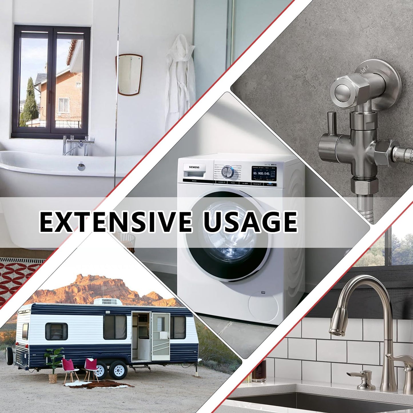 (Pack of 2) EFIELD 1/4 Turn Dual Compression Outlet Angle Stop Valve,1/2" NOM (5/8" OD) x (3/8 inch x 3/8 inch), Chrome Plated Brass Made,(VALVE206)