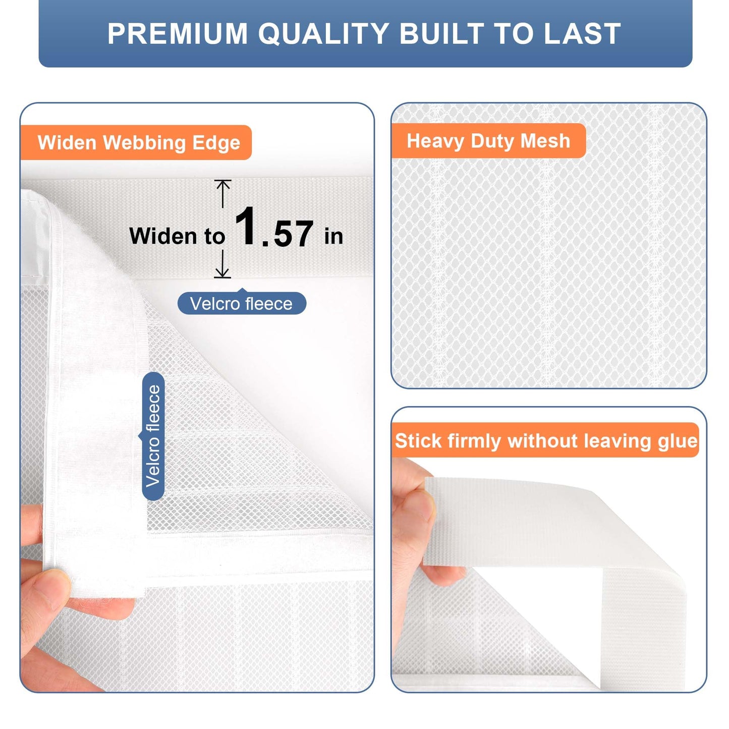 METAONLY Magnetic Screen Door Mesh, Works for Patio, Sliding Door, Keeps Bug Mosquito Out, Fresh Air Flow, Fits 31" x 81" Door - Curtain Size 33" x 83", White