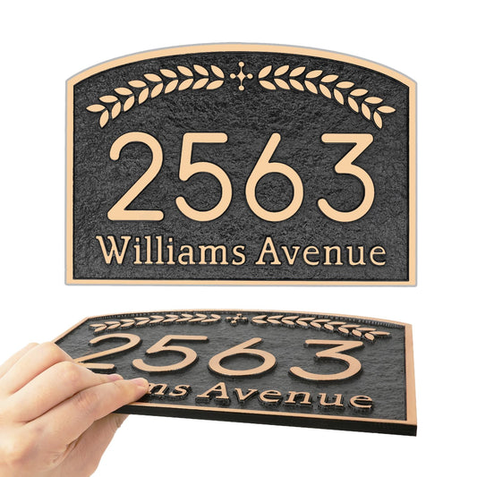 Personalized Address Plaque Hand-Carved - House Number Plaque Sign,Address Sign Plate for Outside House,Door,Driveway,Yard,Gate,Fence,Mailbox Rust-Free 12 x 7.8 inch