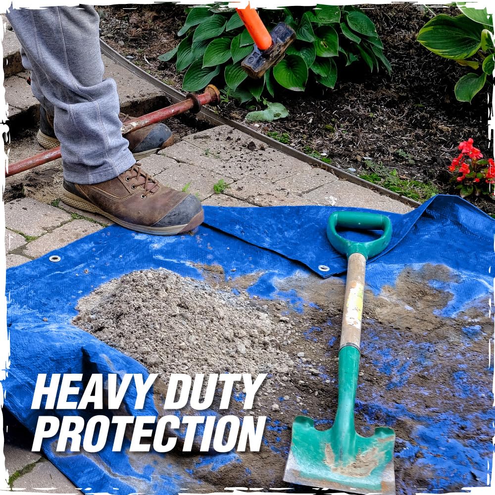 RUGGED RHINO Heavy Duty Waterproof Tarp, UV and Tear Resistant Cover with Reinforced Grommets and Corners, Outdoor Multipurpose Tarps for Camping, Patio, Garden, Car & Roof, 5 Mil, 6x8, 1 Pack, Blue